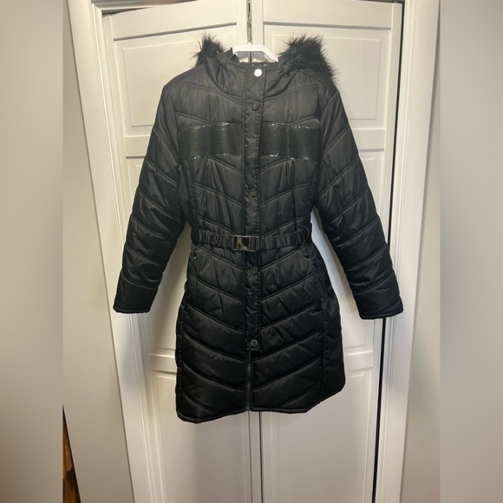 Baby Phat Long Black Puffer Jacket With Belt Size 3X